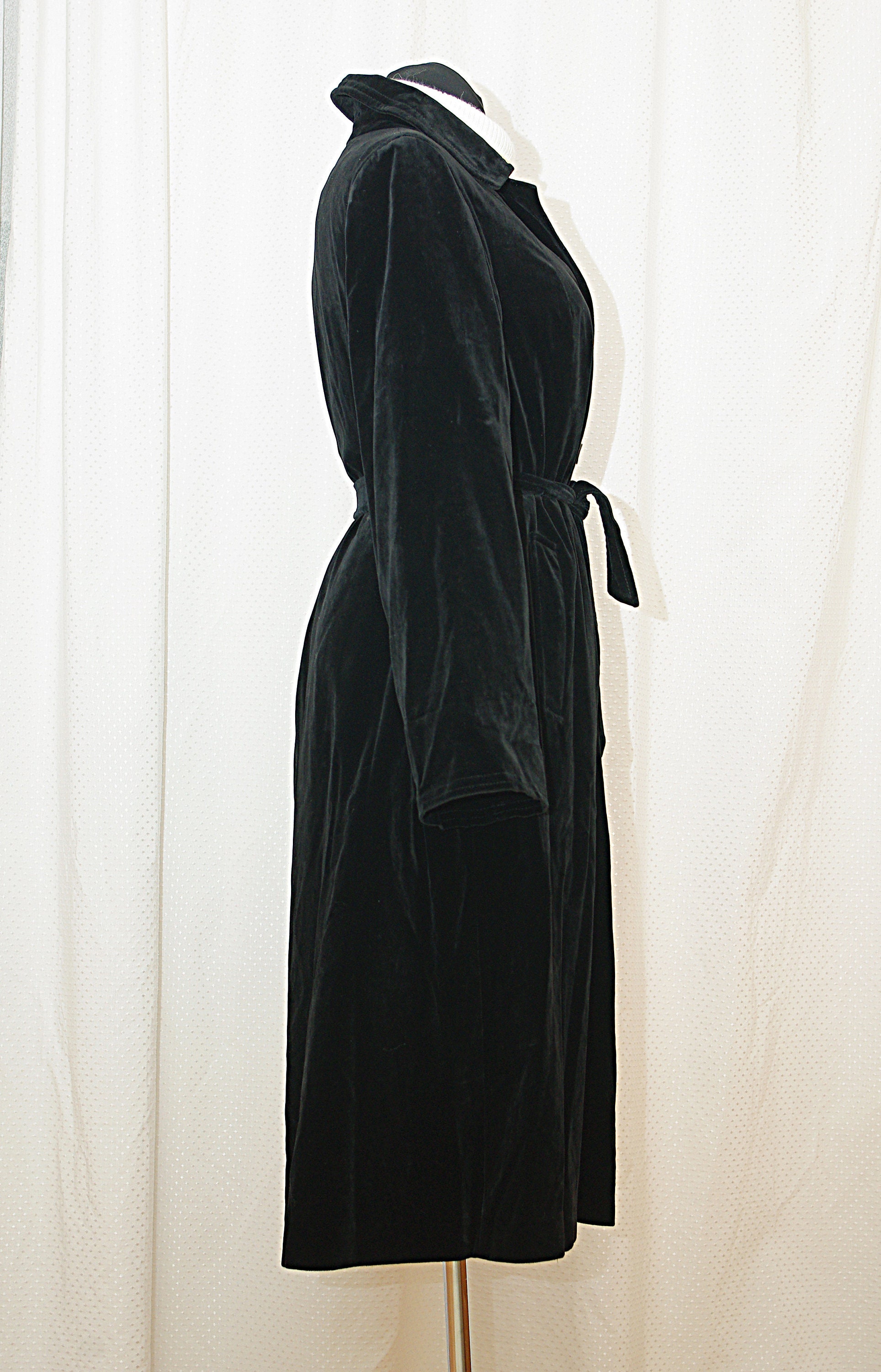 Vintage 70s Black Velvet Long Coat / Black Velvet Trench Coat - Etsy