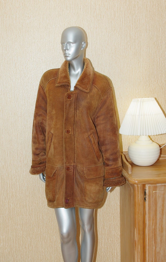 70's Sheepskin Coat Vintage Shearling Coat Mens Wi