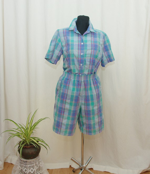 Vintage 80s-90s Cotton Two-piece Set for Women lar