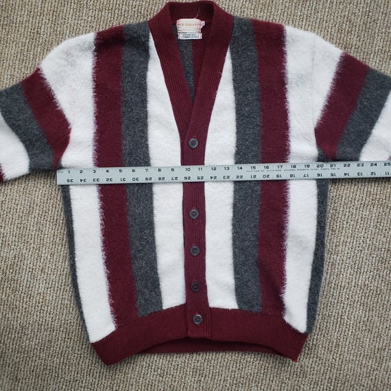 Vintage 50s 60s Striped Mohair Cardigan Sweater B… - image 5