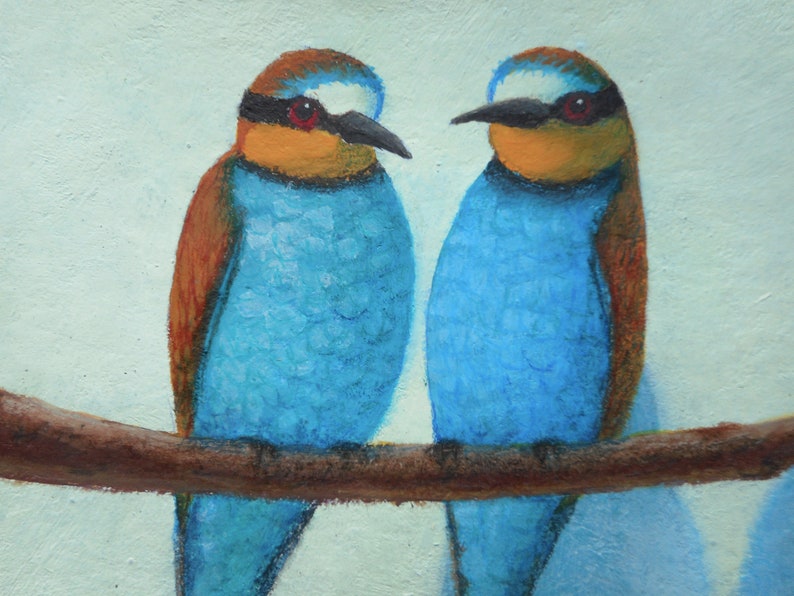 acrylic illustration ORIGINAL painting original acrylic on paper Birds