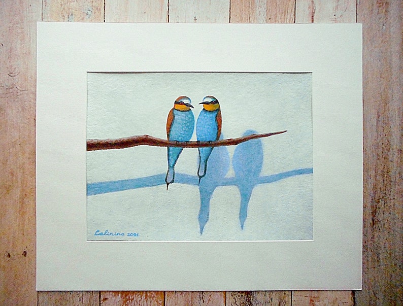 acrylic illustration ORIGINAL painting original acrylic on paper Birds