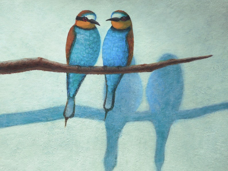 acrylic illustration ORIGINAL painting original acrylic on paper Birds