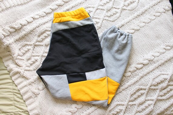 Yellow Gray Black Patchwork Sweatpants 