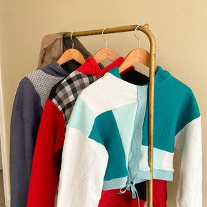 Upcycled Crewneck or Hooded Sweatshirt | Zero-Waste Patchwork Sweatshirt | 1 of 1 Patterns