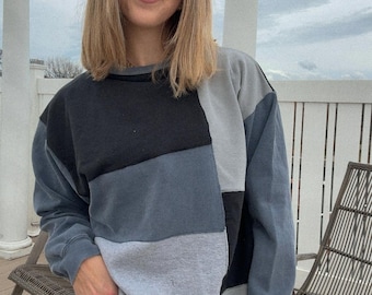 Upcycled Patchwork Sweatshirt | Zero Waste, One-of-a-Kind
