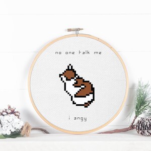 I Angy Cat Cross Stitch Pattern