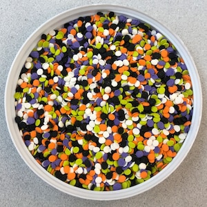 Trick or Treat Quins Edible Confetti Sprinkles You Pick the Size Halloween Fall Birthday Cake Donuts Candy Brownies Cake pop Toppings