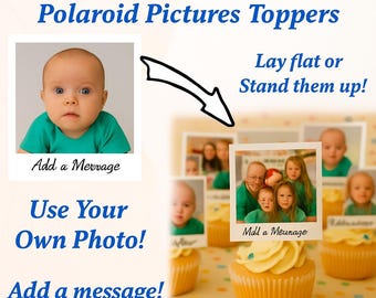 Custom Edible Polaroid Photo Toppers – Cake, Cupcake, Cookie Decorations (8-Sheet)