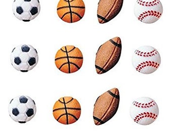 Edible Sports Balls Assortment Sugar Decorations Football Soccer Ball  Basketball Baseball Toppers Cupcakes Brownies Cookies Cake Pops