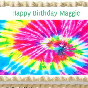 Tie Dye Hippie Personalized Edible Cake Image Party Topper Decoration You Choose The Size p11