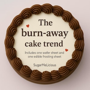 Burn Away Image Topper, Personalized 8&quot;  Edible Sheet Cake Banner for Birthday Parties, Celebrations Custom Cake Decoration with 2 Pictures