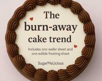 Burn Away Image Topper, Personalized 8&quot;  Edible Sheet Cake Banner for Birthday Parties, Celebrations Custom Cake Decoration with 2 Pictures