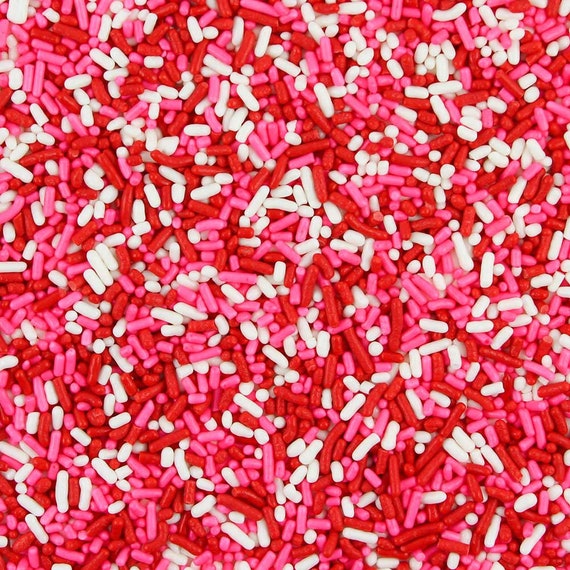 You Pick The Amount Red Pink & White Valentine Nonpareils Edible Sprinkles 