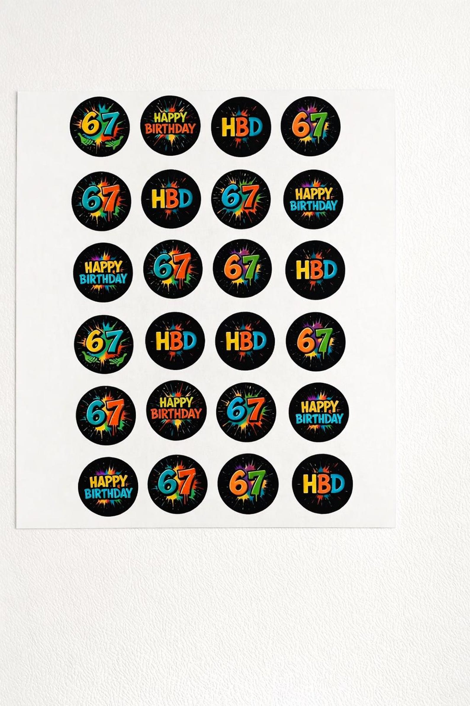 Wafer Paper Uncut Six Seven 67 Trend 6 7 Birthday Cupcake Toppers ...