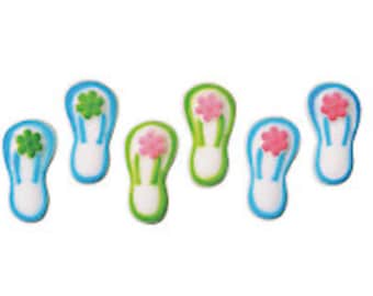 Edible Flip Flop Assortment Sugar Decorations Beach Summer Shoes Beach Toppers Cupcakes Brownies Cookies Cake Pops