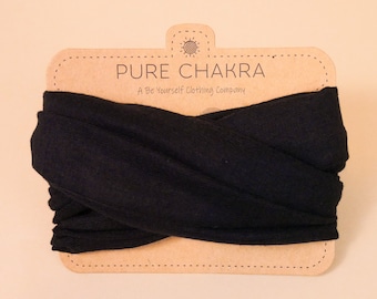 Pure Black Hippie Wide Headband - Face Mask Adults - Cloth Face Mask - Mens Bandana - Neck Gaitor