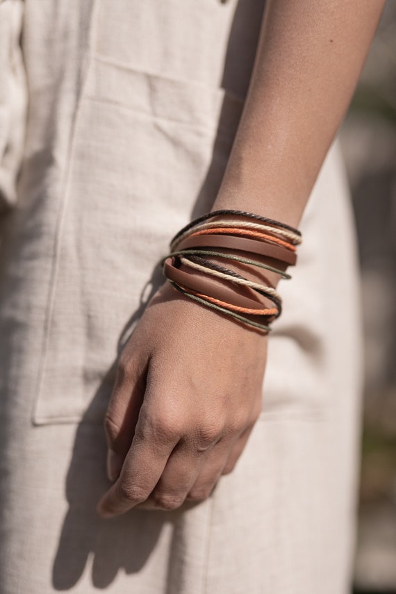 Faux leather wrap bracelet clearance