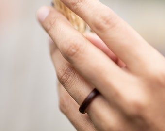 Linden Double Layered Hawaiian Koa Wood & Rosewood Womens Wood Ring - Travel Ring- Wood Band - Fidget Ring