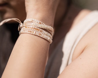 Spring Creek Pink & White Natural Stone Lucky Bracelet - Anxiety Bracelet - Stone Wrap - Energy Bracelet