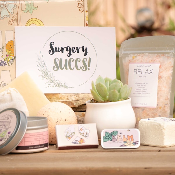 Surgery Succs! Surgery Care Package. Thinking of You Gift Box. Bath Bombs Gift Set. Relaxing Cozy Candle Gift Basket.