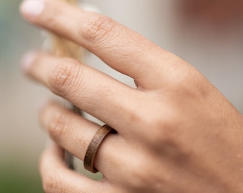 Ash Rosewood & Hawaiian Koa Womens Wood Ring - Travel Ring - Wood Band - Alternative Engagement Ring -