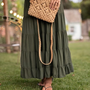 Magnolia Beige Cotton Macrame Purse - Vintage Style Purse - Macrame Bag - Hand Knotted Bag - Small Crossbody Purse