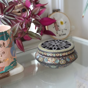 Dharma Brown Round Ceramic Painted Incense Bowl
