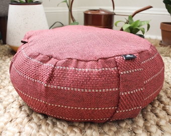 Mindful 18" Burnt Red Round Buckwheat Zafu Cushion - Buckwheat Pillow  Floor Cushion - Meditation Cushion - Meditation Pillow Floor