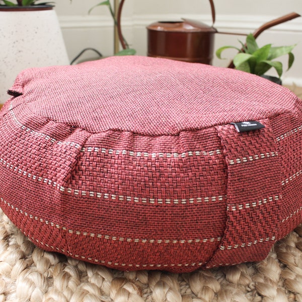 Mindful 18" Burnt Red Round Buckwheat Zafu Cushion - Buckwheat Pillow  Floor Cushion - Meditation Cushion - Meditation Pillow Floor