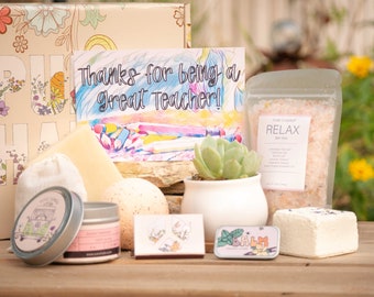Thank You for being a GreatTeacher. Customized Teacher Gift. Succulent Gift Box. Personalize Gift. Custom Care Package. Teacher Gift Box.