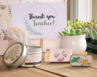 Thank You Teacher! Teacher Appreciation Gifts. Succulent Gift Box. Thank You Gift Box. Natural Succulent & Relaxing Cozy Candle.