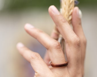 Birk Double Layered Olive Wood & Rosewood Womens Wood Ring - Travel Ring - Wood Band - Fidget Ring