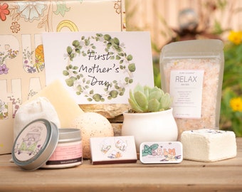 First Mother's Day. New Mom Care Package. First Mother's Day Succulent Gift Box. Relaxing Cozy Candle. Care Package for Friend or Sister.