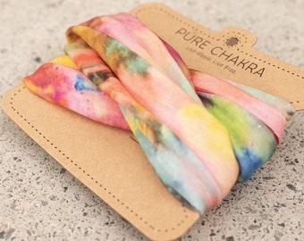 Far Out Tie Dye Watercolor Multifunctional Headband & Face Mask – Hair Wrap Bandana – Yoga Headband