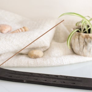 Om Shanti Carved Mango Wood Incense Ash Catcher - Incense Burner Ash Catcher For Burning Stick Incense