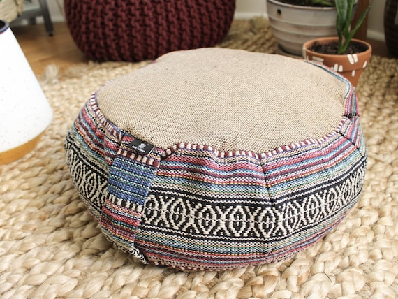 Inner Chakra 18" Brown Round Buckwheat Zafu Cushion - Buckwheat Pillow  Floor Cushion - Meditation Cushion - Meditation Pillow Floor