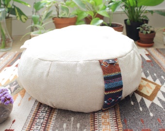 Nirvana 18" Chiffon White Round Buckwheat Zafu Cushion