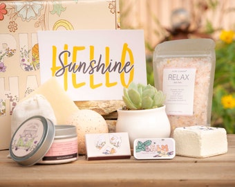 Hello Sunshine! Care Package for Friend. Thinking of You Care Package. Thinking of You Gift Box. Bath Bombs Gift Set.