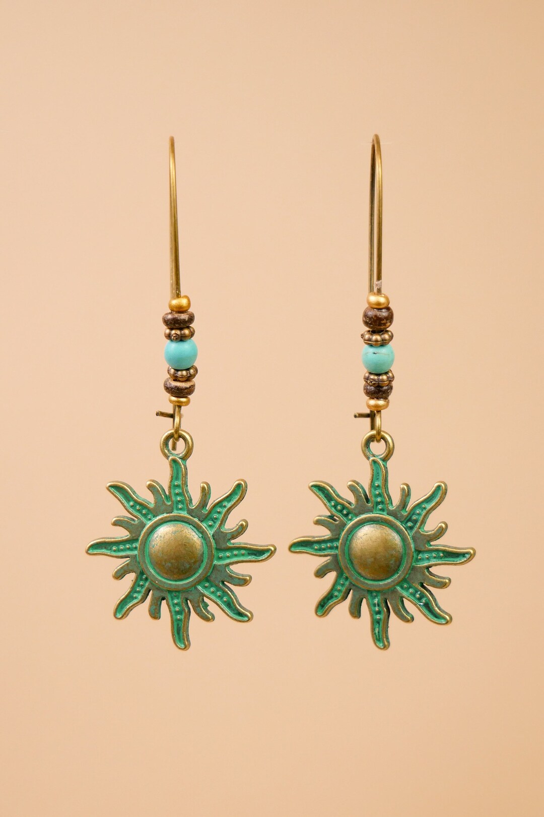 Energy Emerald Sun Earrings Hippie Earrings Hippie Jewelry Supernatural Jewelry Etsy
