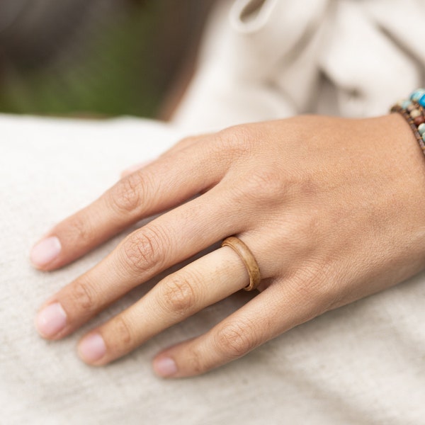 Willow Double Layered Rosewood & Olive Womens Wood Ring - Travel Ring - Wood Band - Fidget Ring