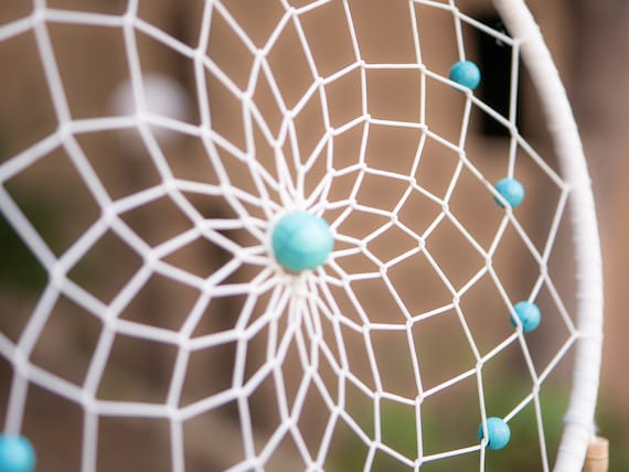 Ombre White Dreamcatcher With White Purple & Indigo Feathers