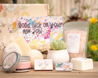 Good Luck On Your New Job! Congratulations Gift Box. Thinking of You Care Package. New Job Gift. Care Package for Friend. Succulent Gift Box