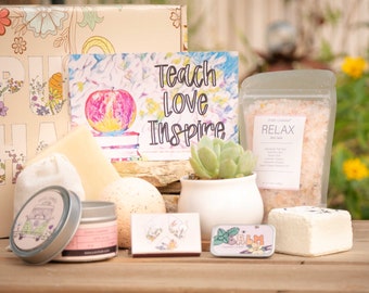 Teach Love Inspire. Personalized Teacher Gift. Succulent Gift Box. Personalized Thank You Gift. Care Package for Friend. Teacher Gift Box.
