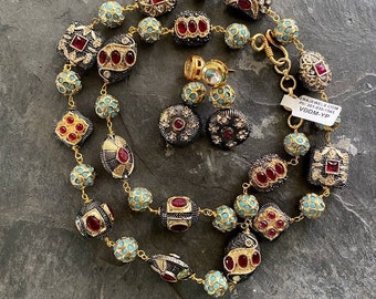 Kundan necklace, Long Necklace, Victorian Necklace, Indian Necklace , Beaded long Necklace, Gemstone necklace, Statement Necklace,