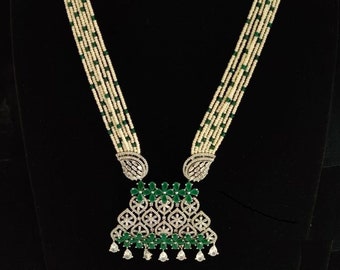 Ruby Long Necklace, Emerald Long Necklace, Indian Necklace set, Zircon Long, Zircon long Indian Jewelry/Indian Necklace /Statement necklace