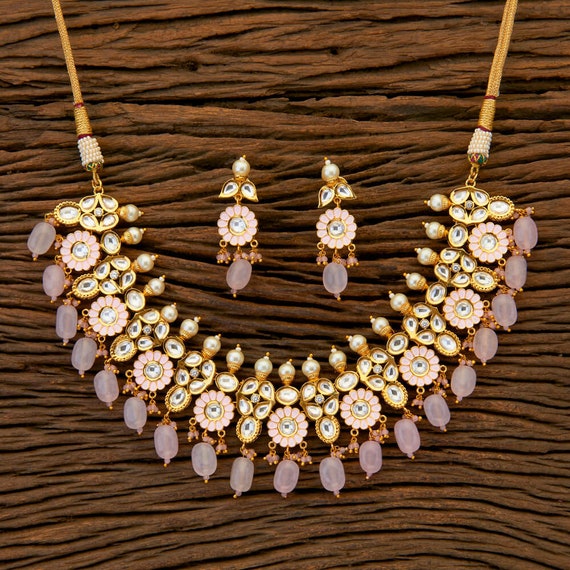 Pink Choker Necklace /Silver choker/Diamond choker/ Indian choker/CZ  Choker/ Indian wedding jewelry/sabyasachi Necklace /delicate Necklace