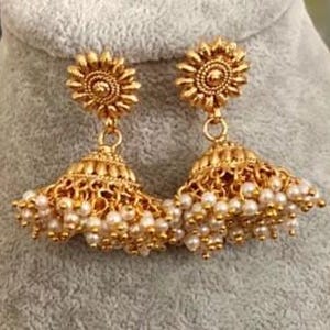 Goldene Choker Halskette, Perlenkette, Indische Goldkette, Indischer Choker, Guttapusalu Halskette, Tempelschmuck, Südindischer Schmuck Bild 4