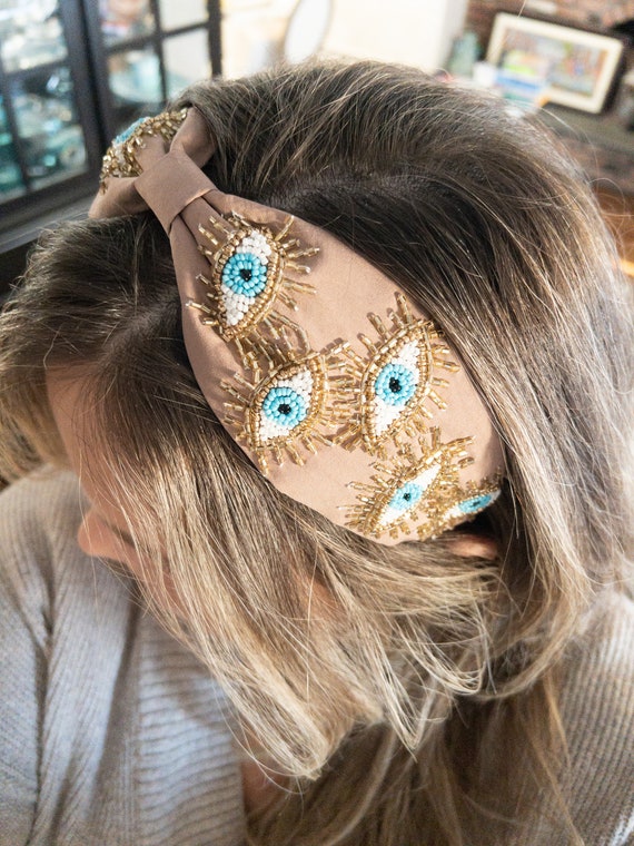 Mauve Dusty Rose Evil Eye Headband - Etsy