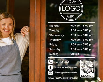 Store Hours Decal | Hours Of Operation, Custom Business Hours Decal, Shop Hours, Custom Hours Decal, Storefront Decals, Office hours